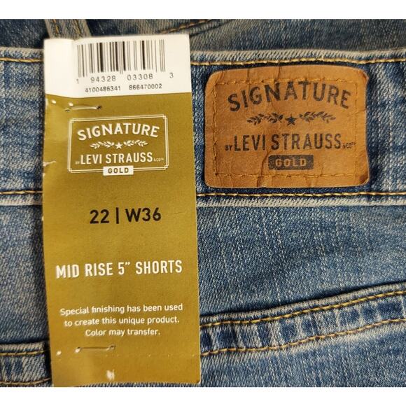 Levi's NWT Mid Rise 5" Shorts Womens Plus Sz 22 (Waist 36) Denim Cutoff Cuffed - Picture 11 of 11